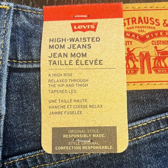 Levi’s Size 24 x 29 High Waisted Mom Dark Wash Tapered Leg Woman’s Jeans NWT - Picture 5 of 13
